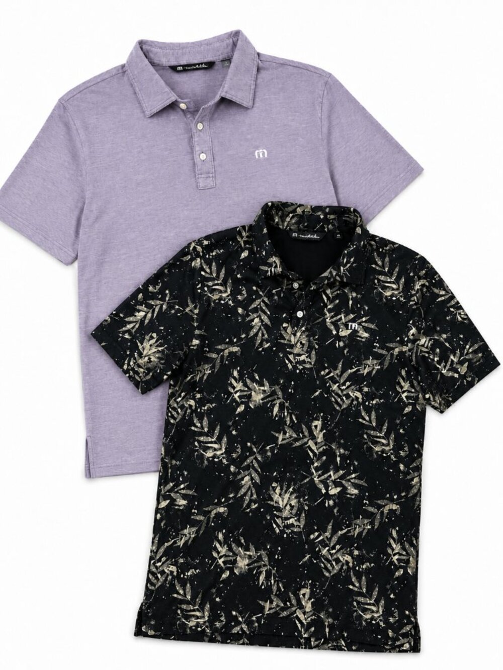 TravisMathew Polo Bundle Mens Medium Golf Performance Shirts Purple Floral